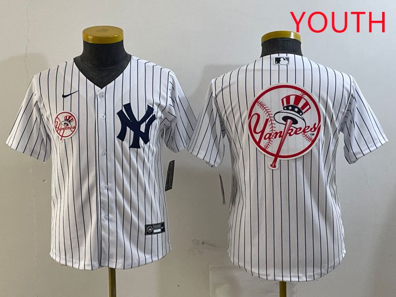 Youth New York Yankees Blank White Stripe Game 2025 Nike MLB Jersey style 14